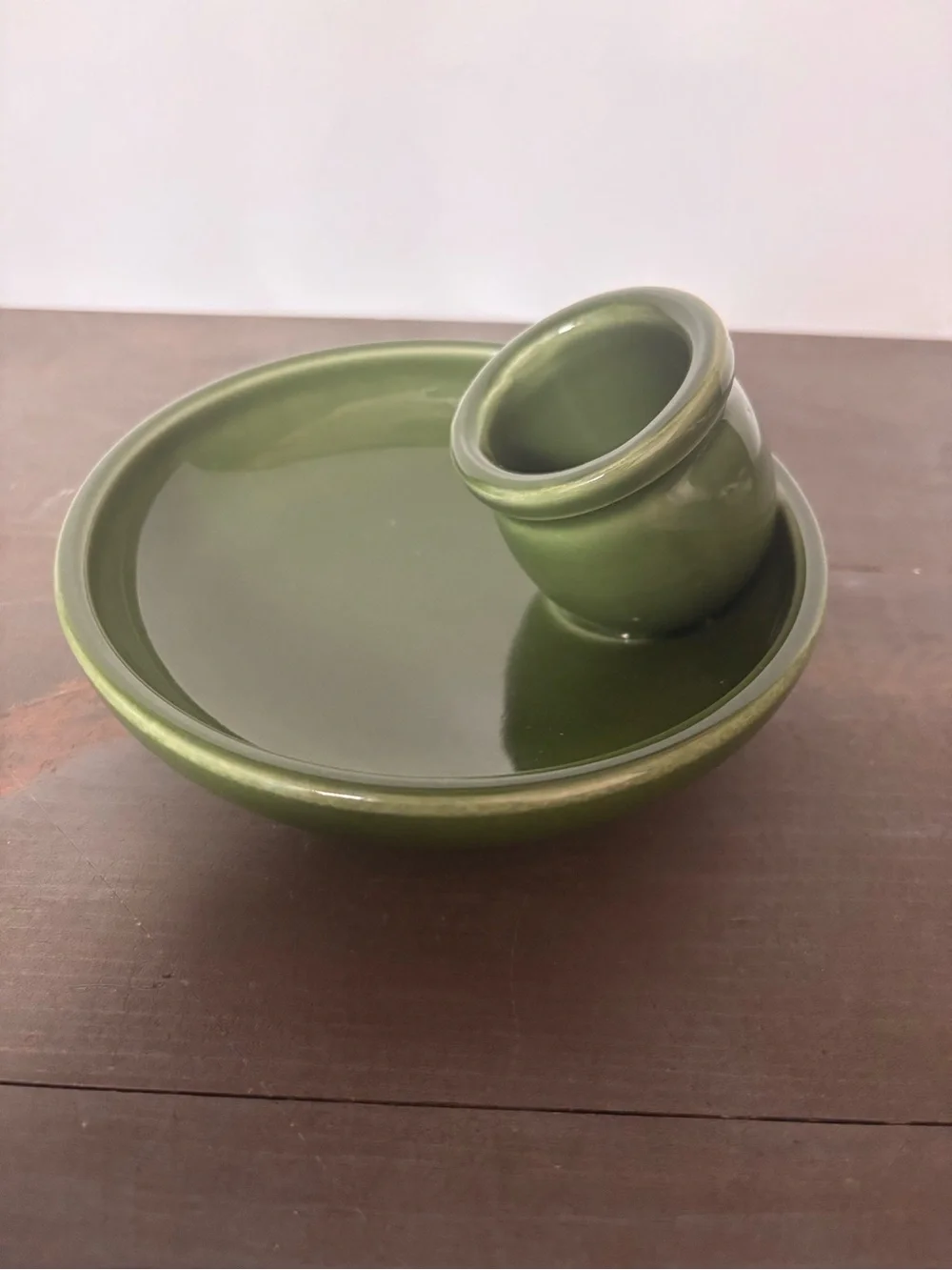 Vintage Williams Sonoma Olive Bowl Portugal Pit Dish Display Stoneware Green